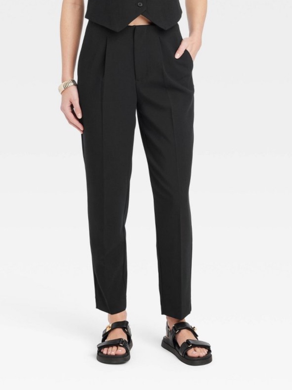 A New Day High-Rise Tailored Trousers Black Tapered Leg Size 4